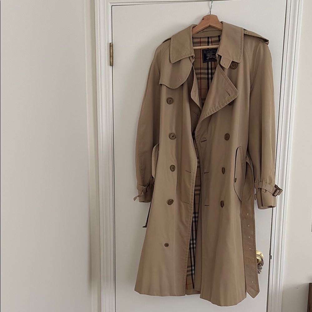 Burberry Tan Double-Breasted Trench Coat with Belt